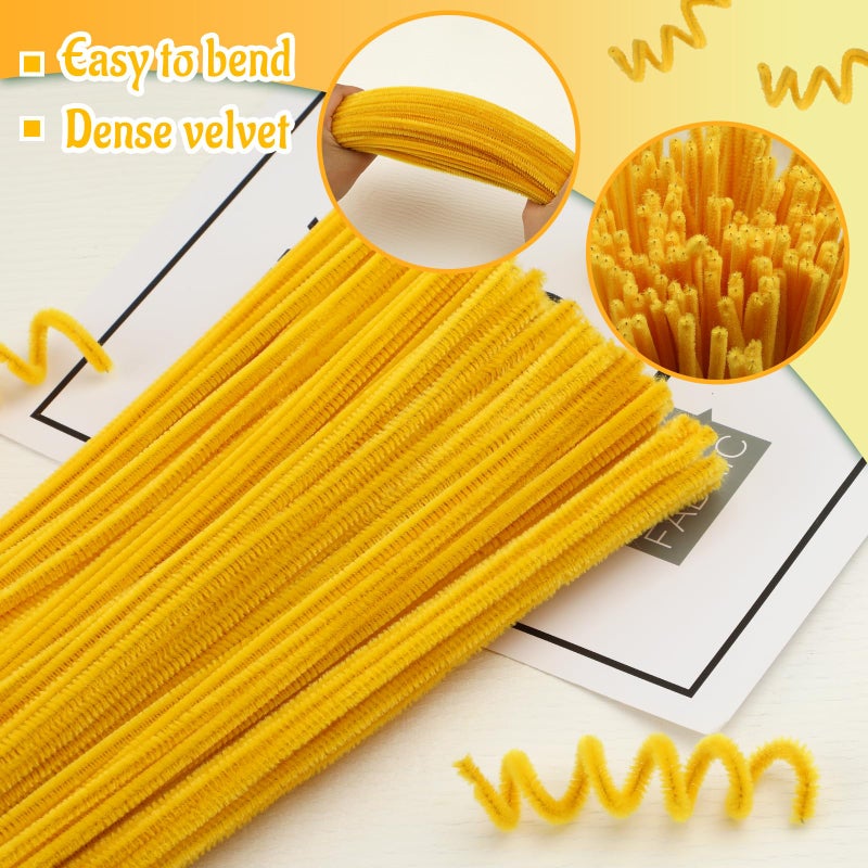 Mnuizu 200pcs Pipe Cleaners,Pipe Cleaners Chenille Stems for Craft, Fuzzy Sticks Christmas Craft Supplies for DIY Art & Creative Crafts Decorations(Golden) - Image 3